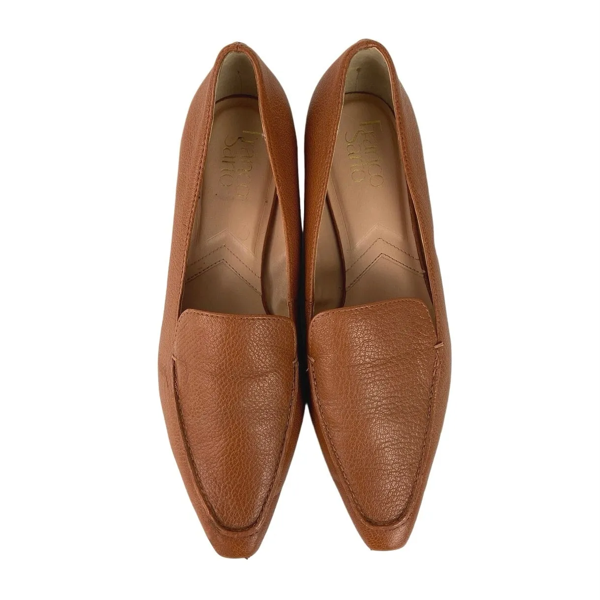 Franco Sarto Brown L-Balica Leather Slip On Pointed Toe Loafers Shoes Size 7.5M