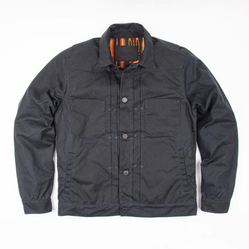 Freenote Cloth Riders Jacket Waxed Canvas - Black with Rust Interior