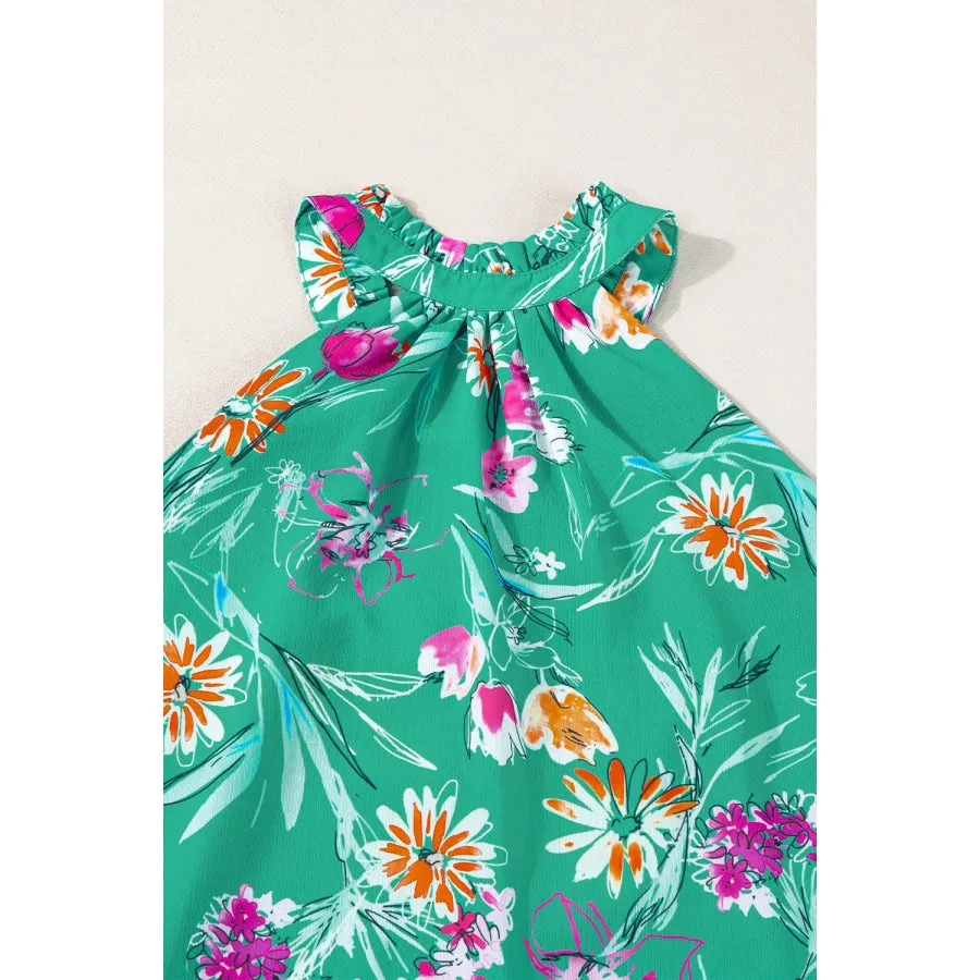 Frill Printed Grecian Tank