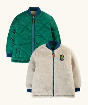 Frugi Robin Reversible Quilted Jacket - Teal/Moon