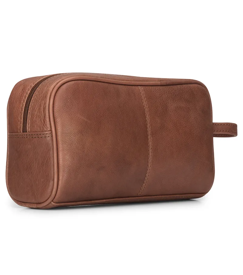 Full Grain Leather Wash Bag - Monarch