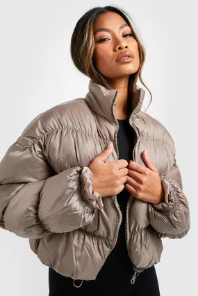 Funnel Neck Quilted Puffer Jacket