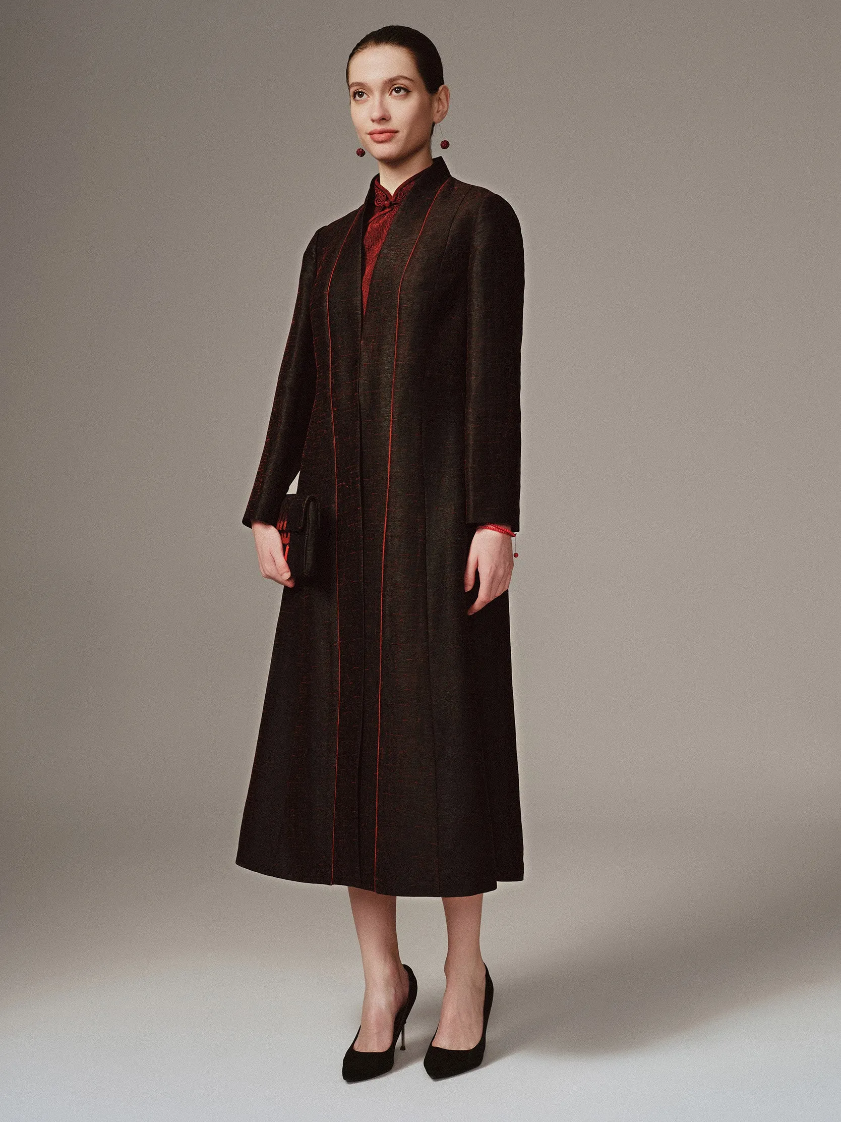 Gambiered Guangdong Silk Lined Trench Coat