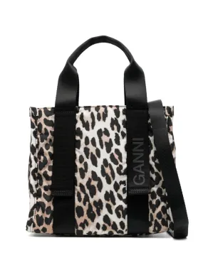 GANNI small Leopard Tech tote bag - Neutrals