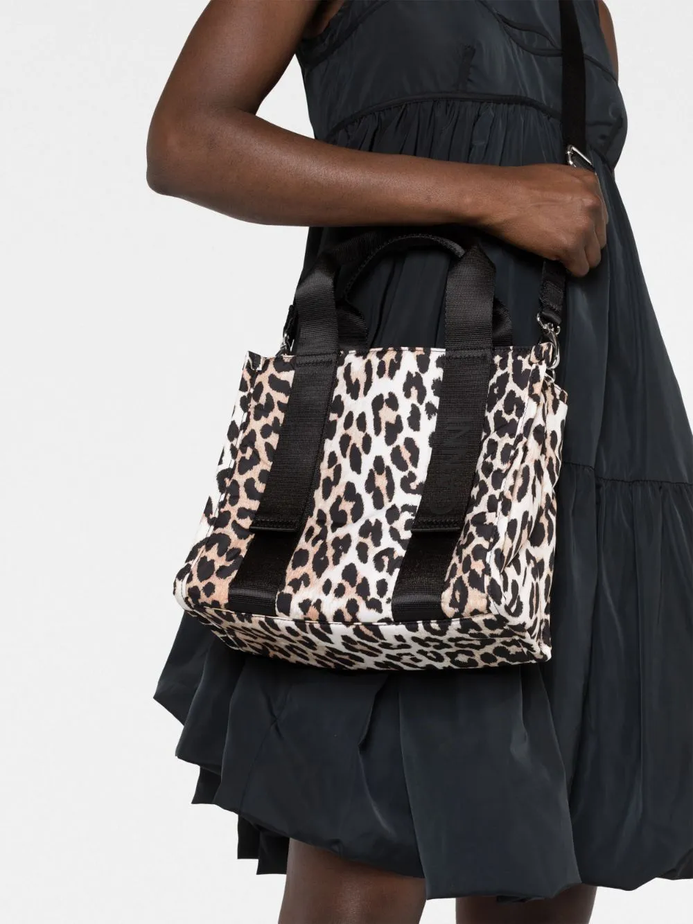 GANNI small Leopard Tech tote bag - Neutrals