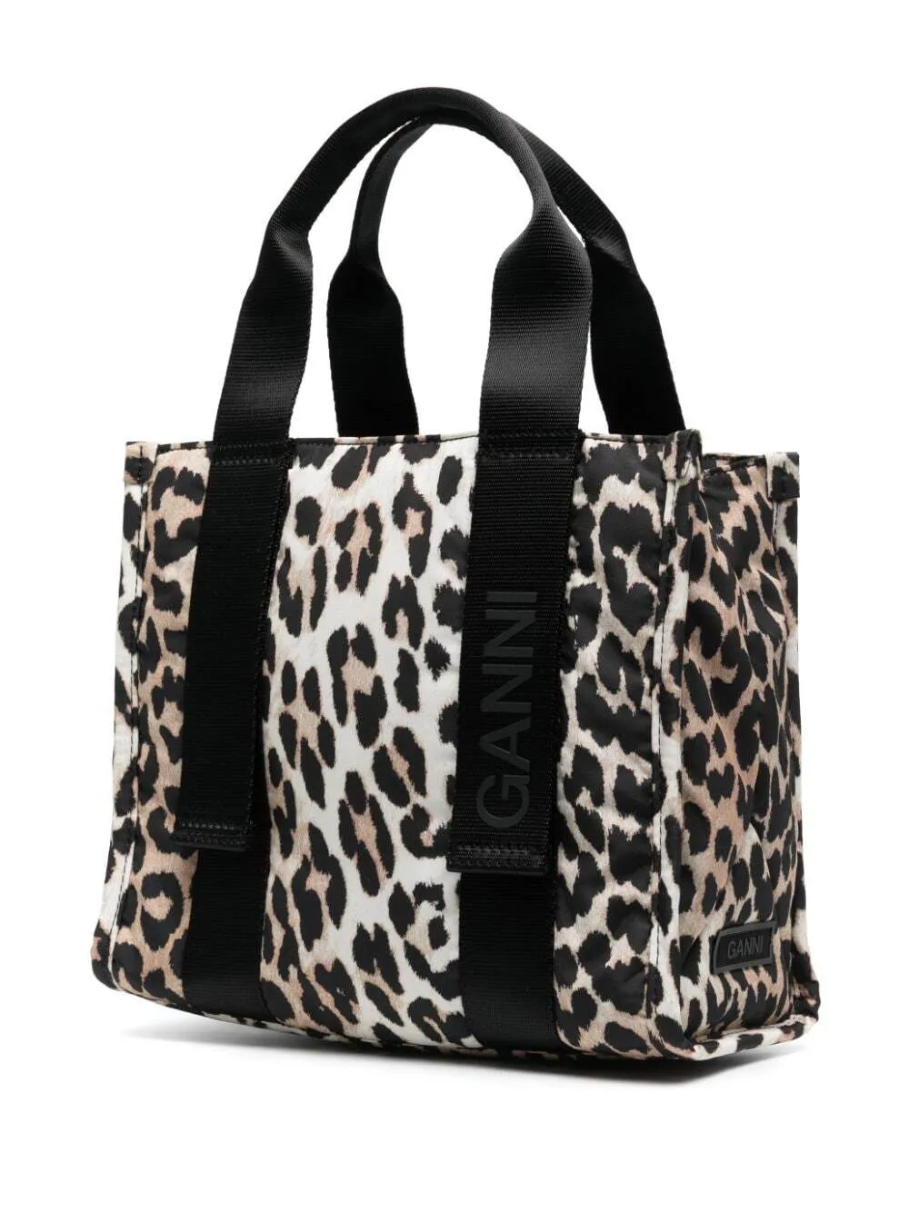 GANNI small Leopard Tech tote bag - Neutrals