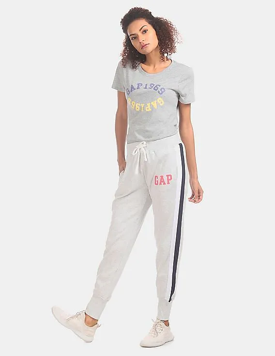 GAP Grey Elasticized Waist Appliqued Logo Joggers