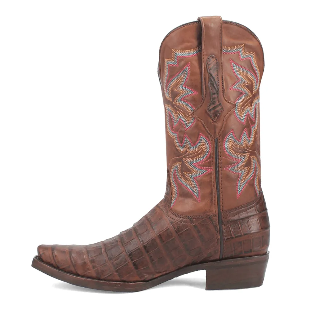 Gator Embroidered Alligator Print Snip Toe Cowboy Boots