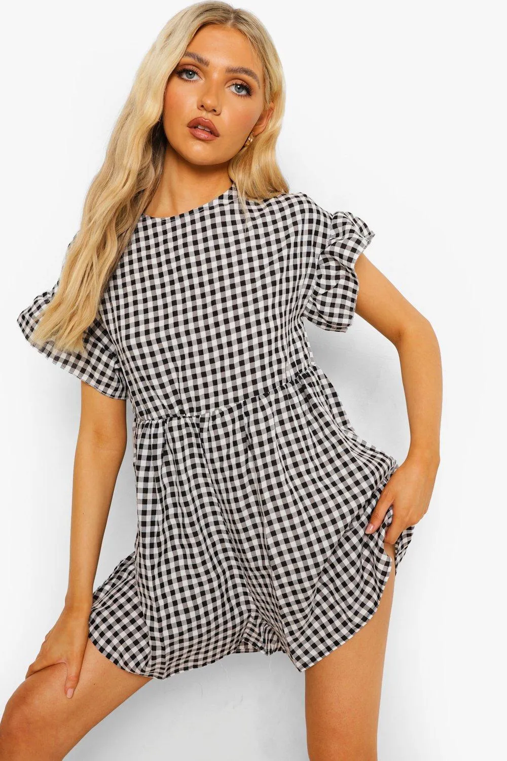 Gingham Tiered Smock Romper