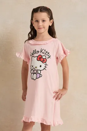 Girls Pink Hello Kitty Printed Nightshirt