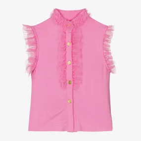 Girls Pink Ruffle Blouse