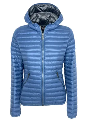GIUBBINO DONNA AZZURRO CON CAPPUCCIO