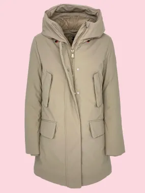 GIUBBINO DONNA FANGO QUATTRO TASCHE CON CAPPUCCIO IN ECO-PIUMA