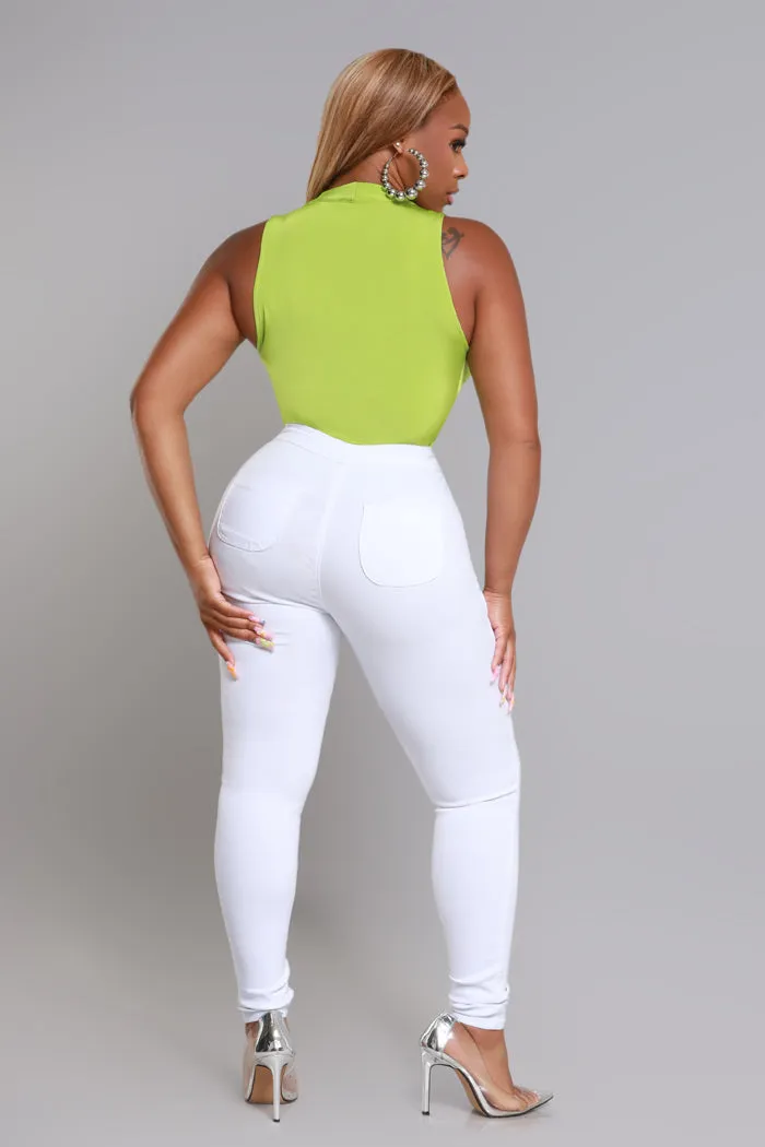 Go There Sleeveless Tie-Up Crop Top - Lime Green