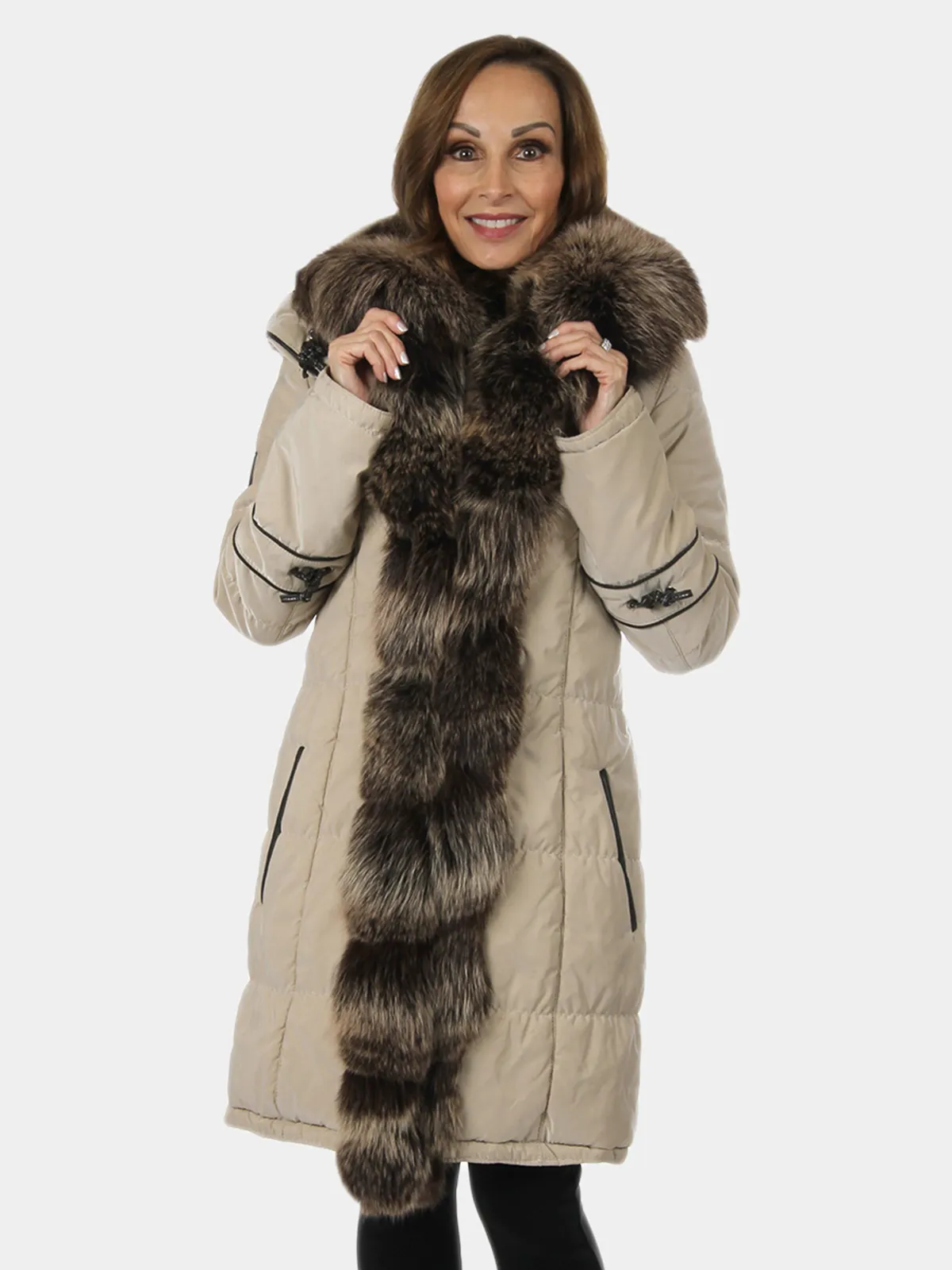 Gorski Latte Quilted Fabric Down Filled Apres Ski Stroller | Day Furs