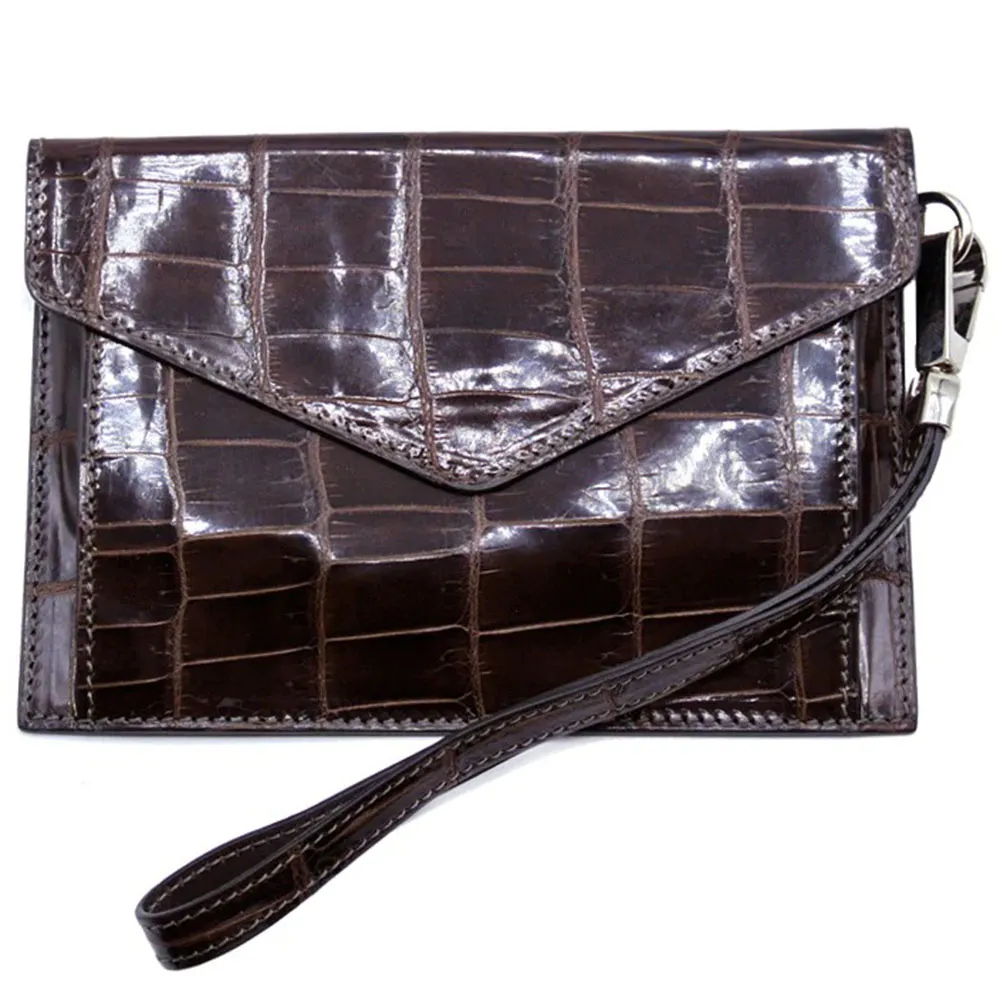 Gracen Crocodile Envelope Brown