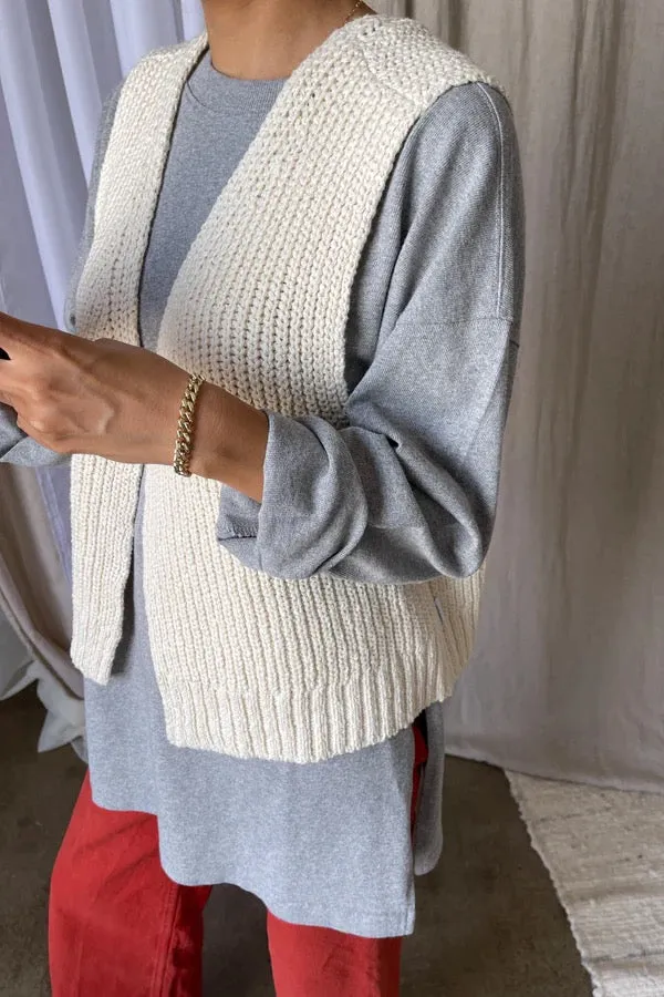 GRANNY COTTON SWEATER VEST NATUREL