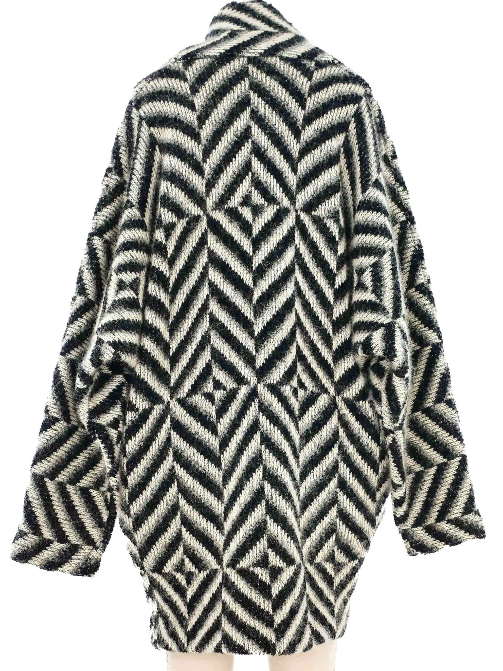 Grayscale Geometric Knit Maxi Cardigan