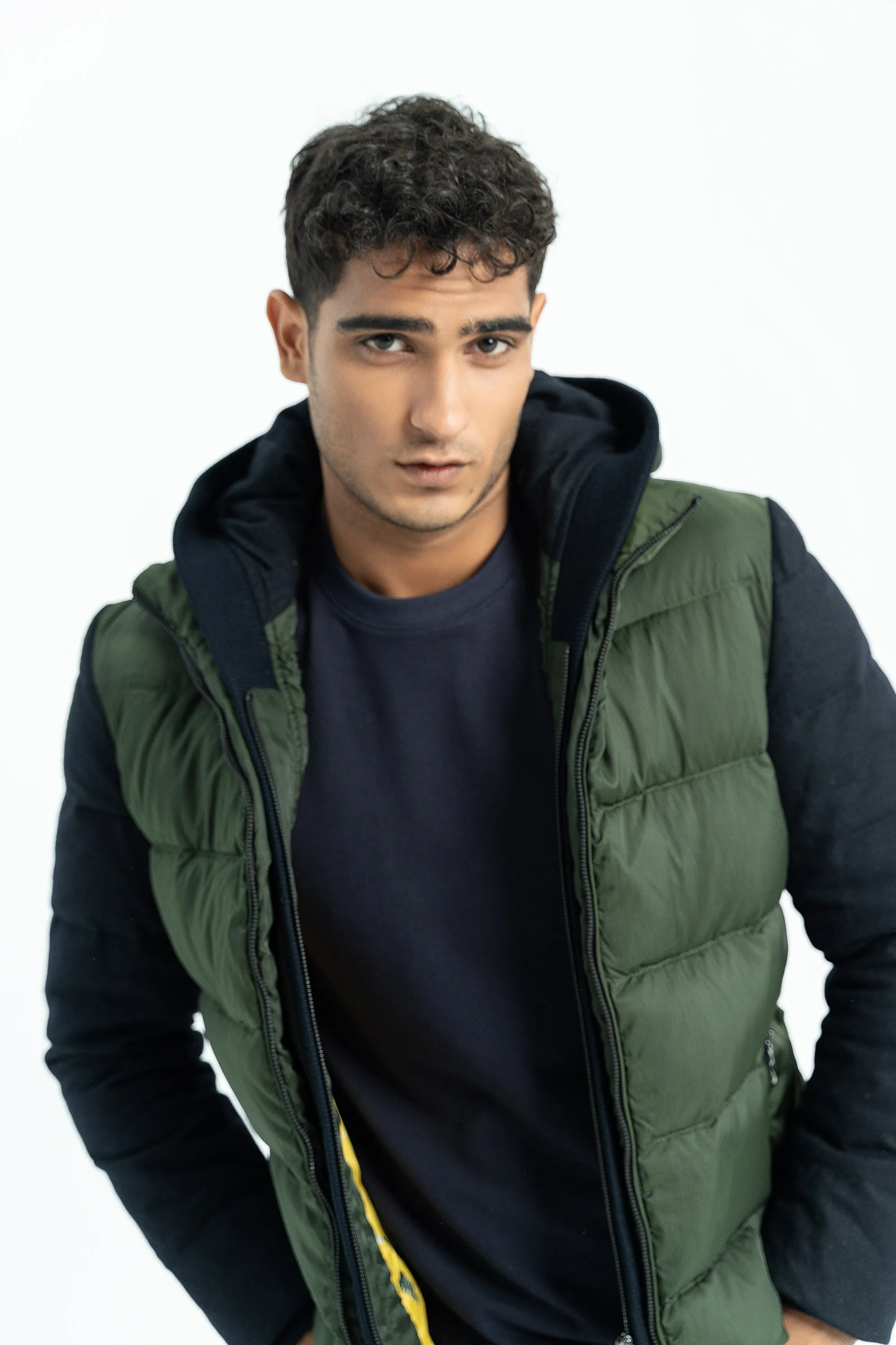 Green Quilted Bomber Jacket