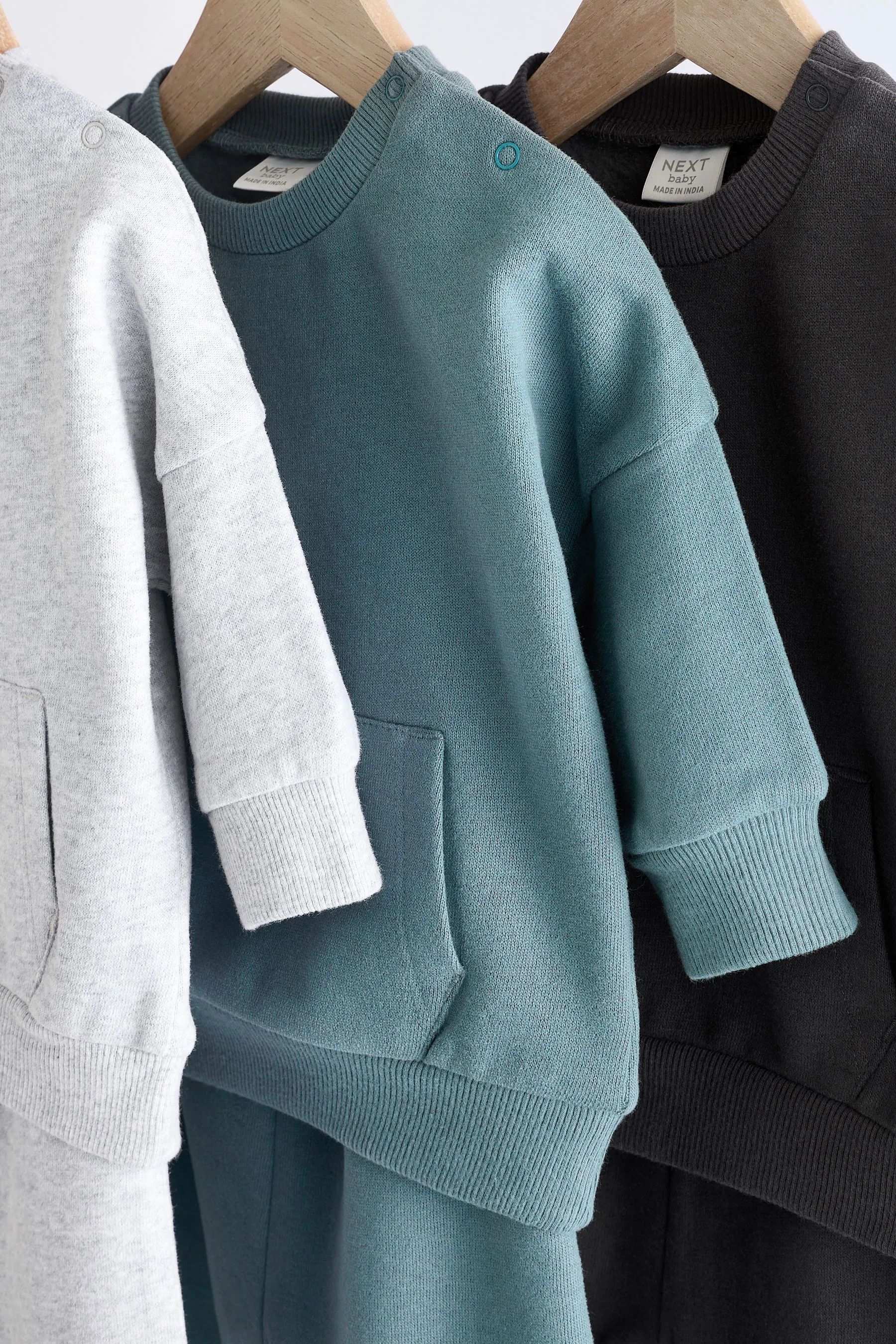 Grey/Blue Baby Sweatshirt and Joggers Set 6 Pack