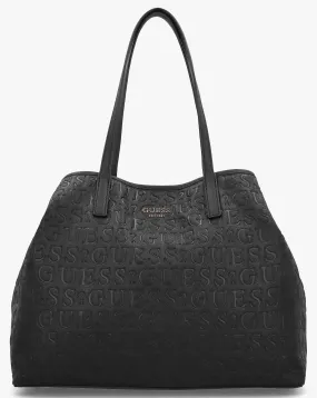 Guess Vikky II Black Debossed Logo Tote Bag | Simply Be
