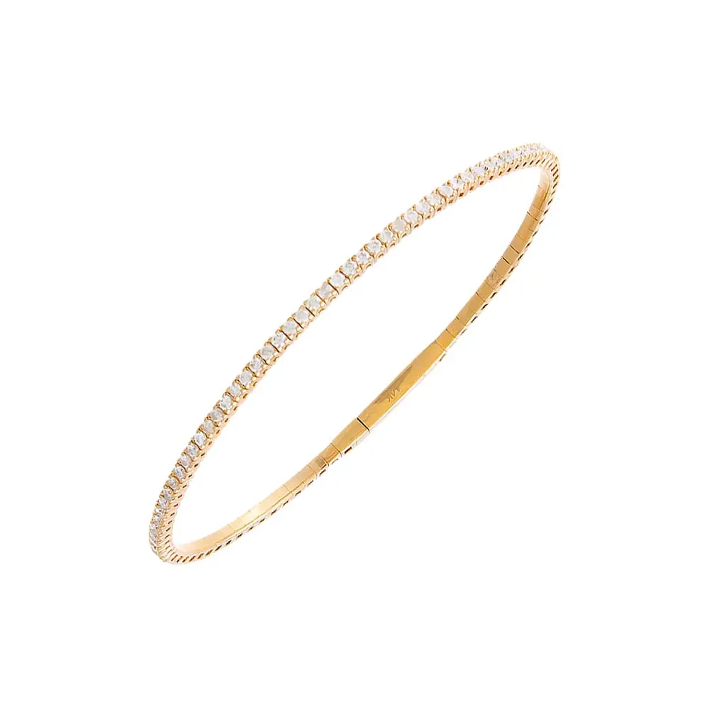Half Flexible Tennis Bangle | 1 Carat Diamonds | 14K Gold Plated