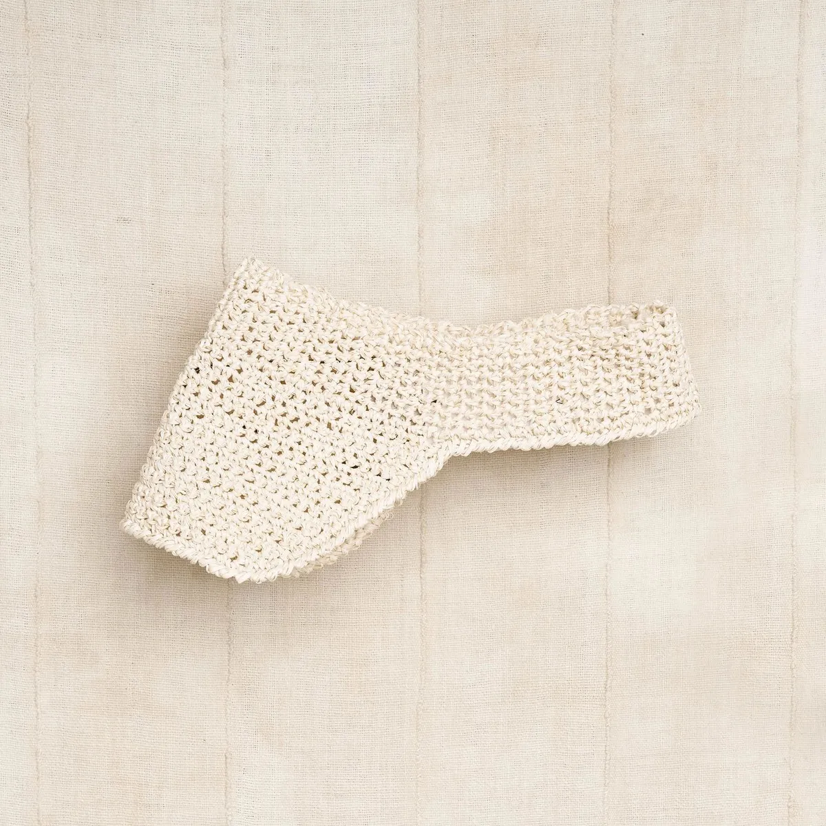 Hand Crocheted Raffia Visor Cap - Cream