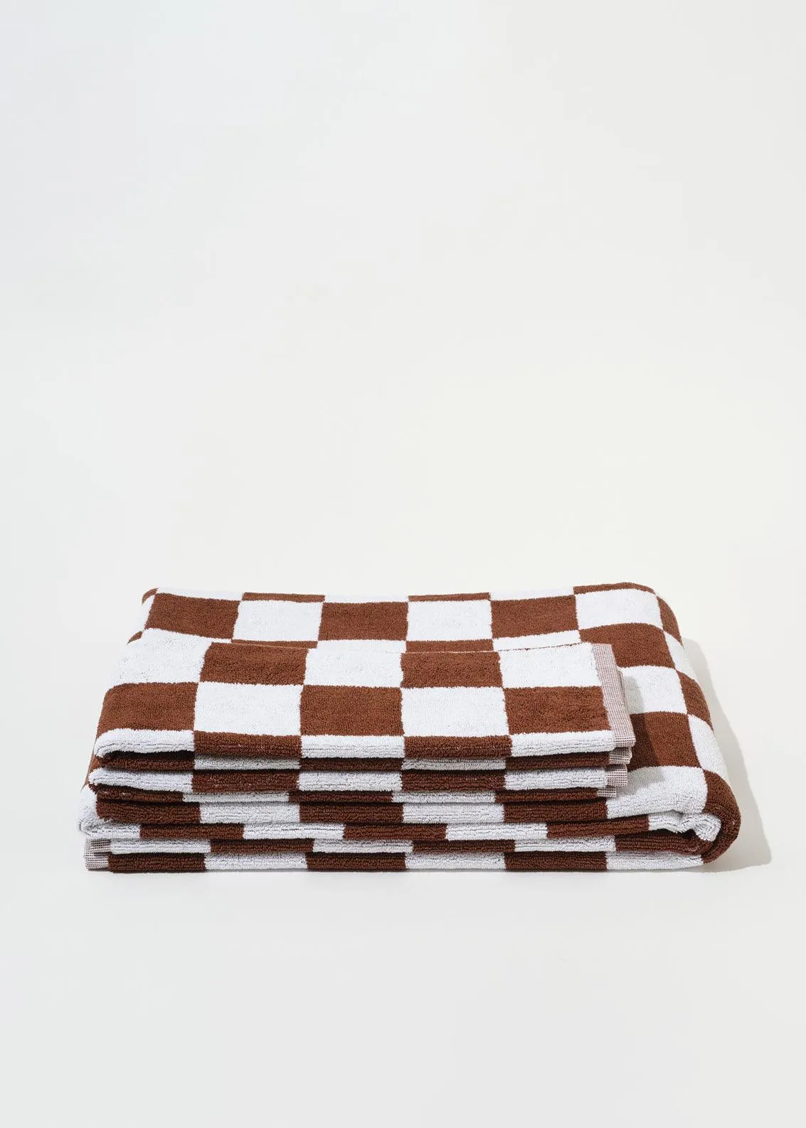 HAND TOWELS SET OF 2 - BROWN BIG CHECK