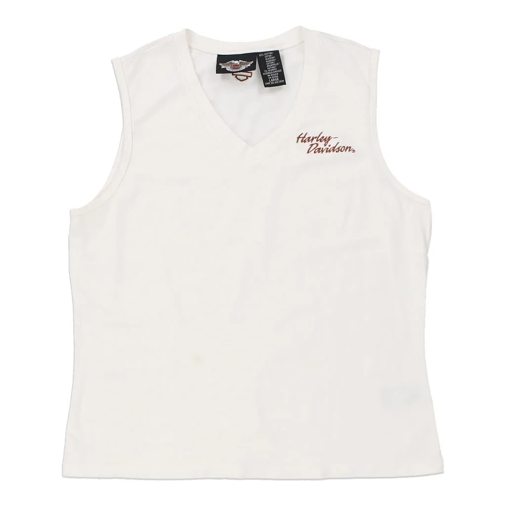 Harley Davidson V-neck Vest - Large White Cotton