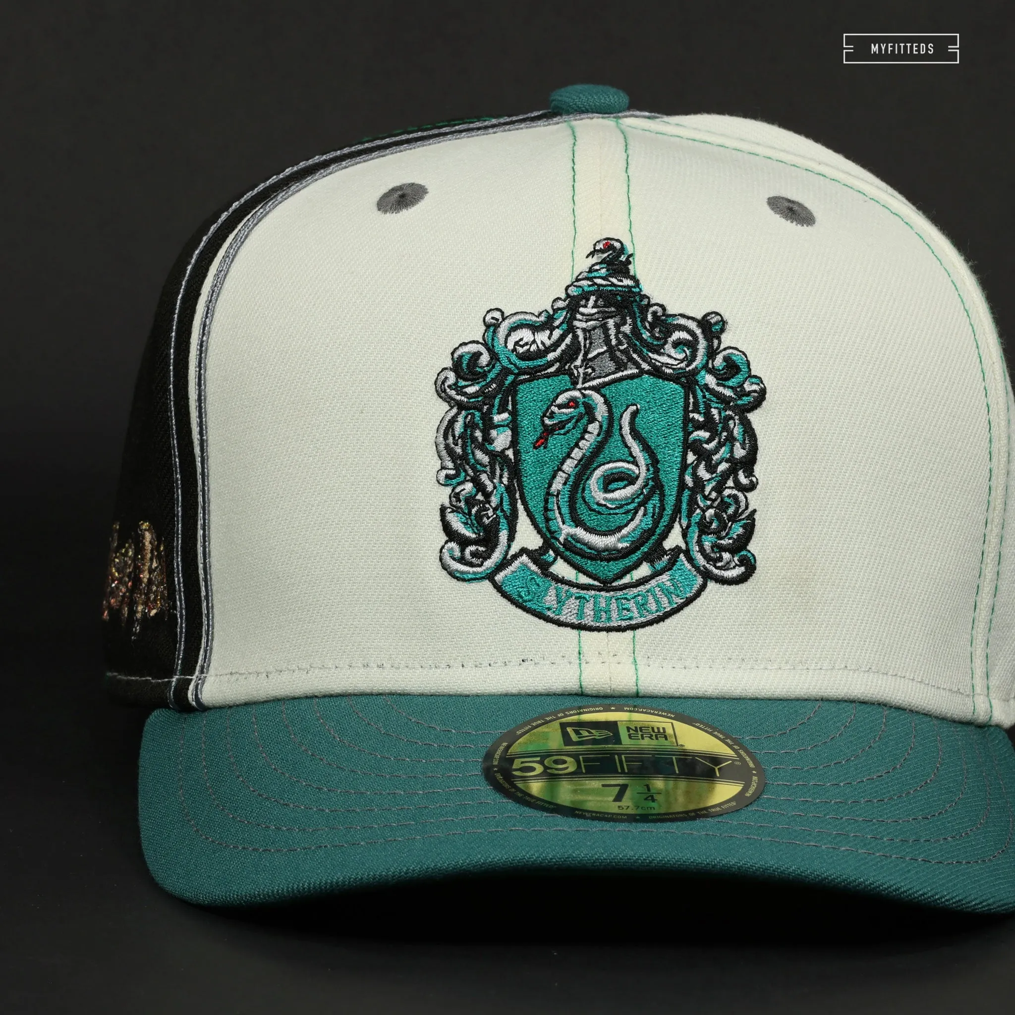 HARRY POTTER HOGWARTS HOUSE SLYTHERIN DIAGONAL BLOCK NEW ERA FITTED CAP