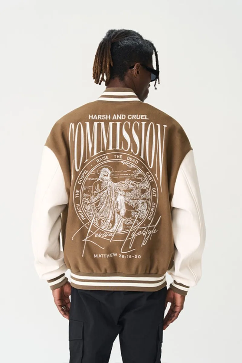 H/C Loose Casual Embroidered Baseball Jacket
