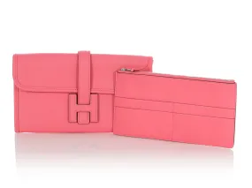 Hermès Rose Azalée Swift Jigé Duo Clutch, 2017