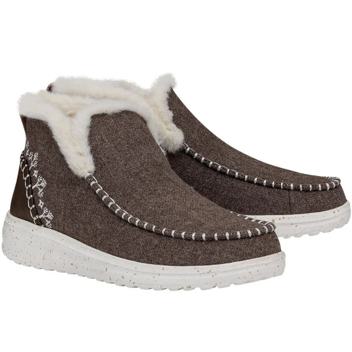 HEYDUDE Denny Wool Faux Shearling Boots Walnut