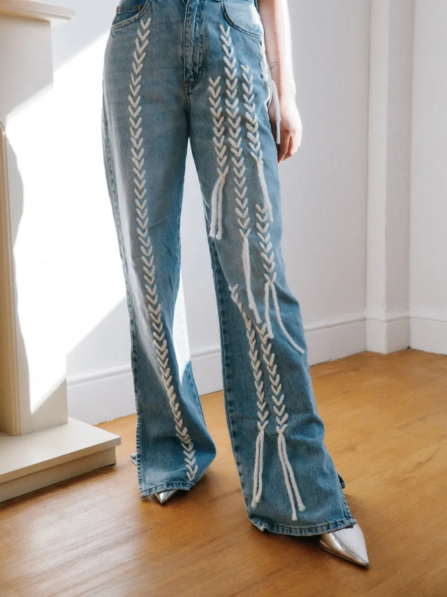 High Waisted Upcycled Thread Flare Jeans