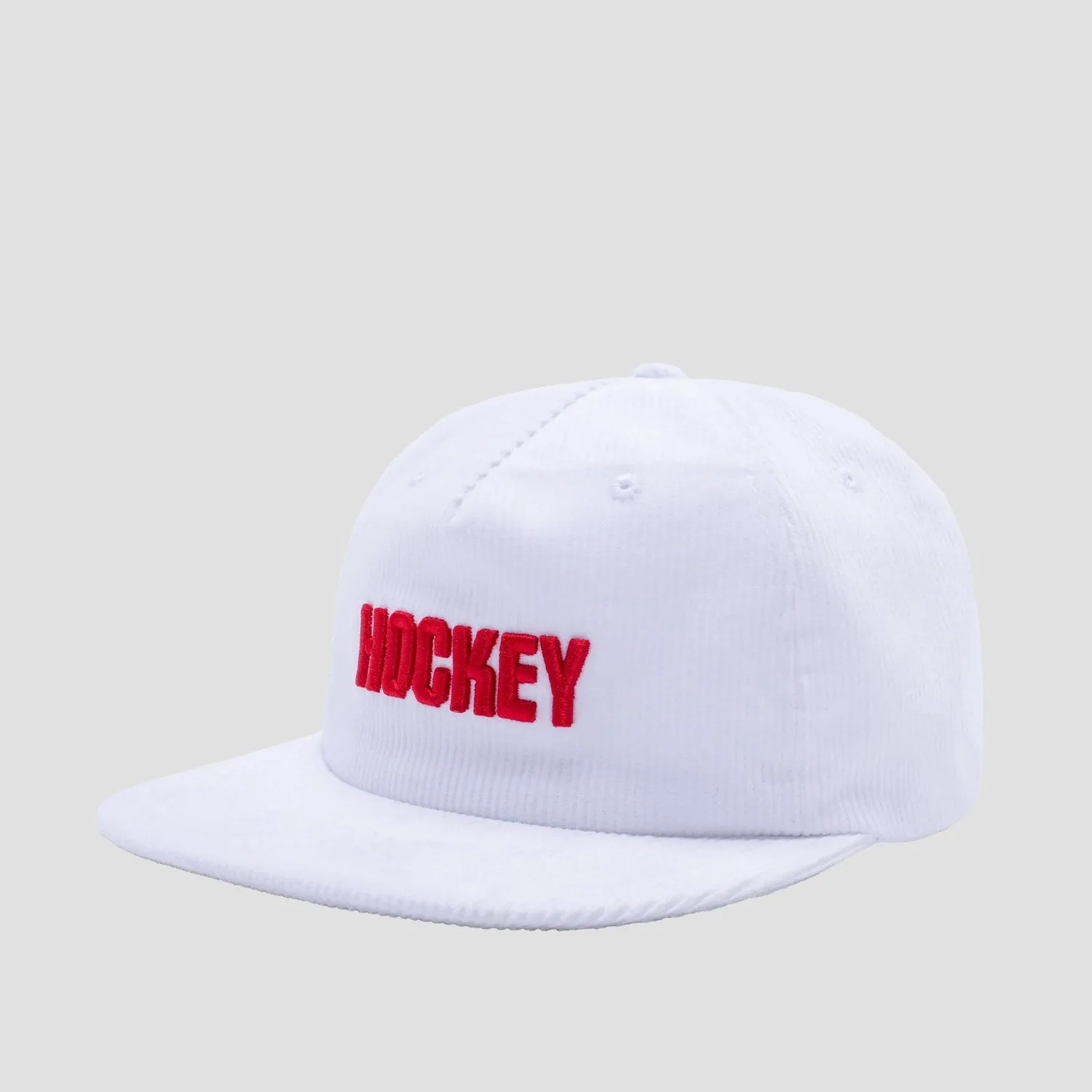 Hockey Corduroy 5 Panel Cap White