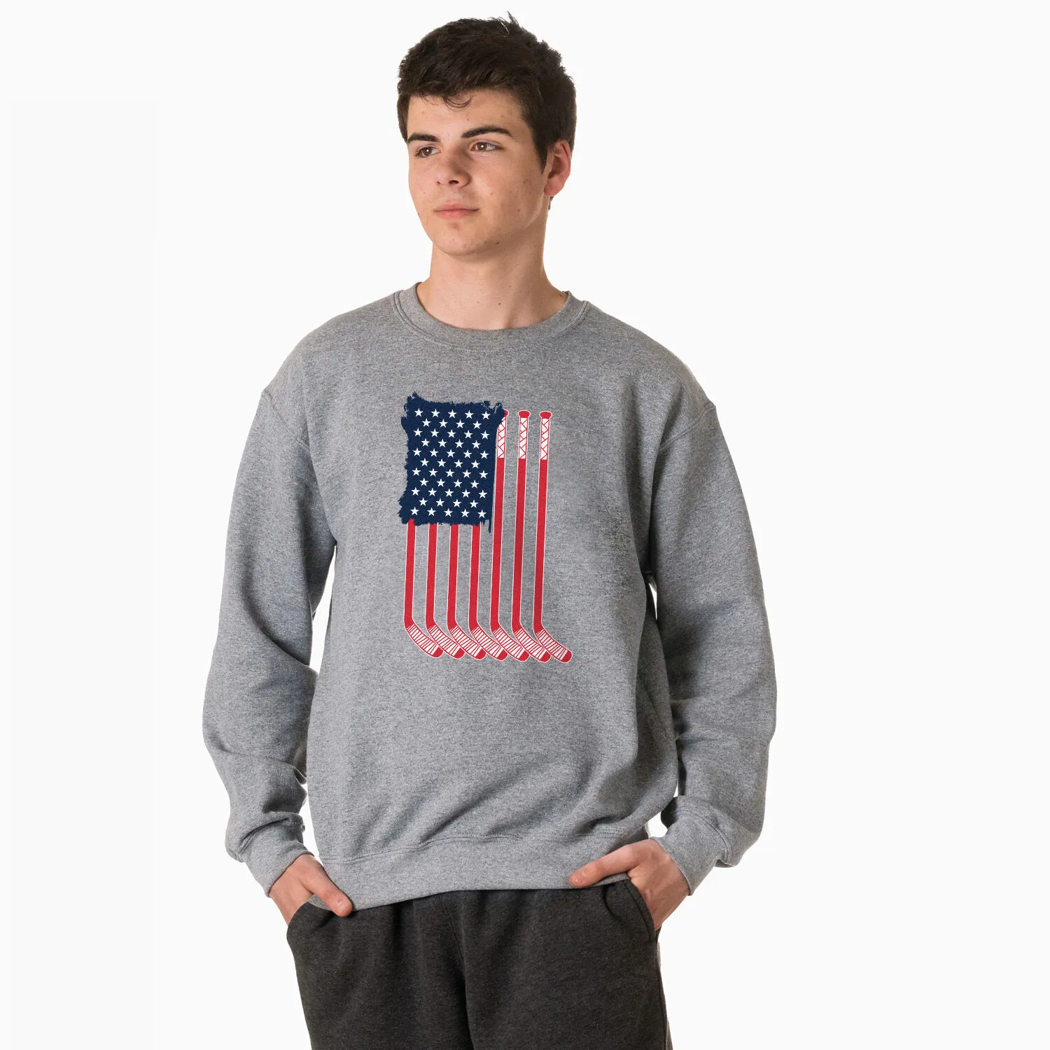 Hockey Crewneck Sweatshirt - American Flag 