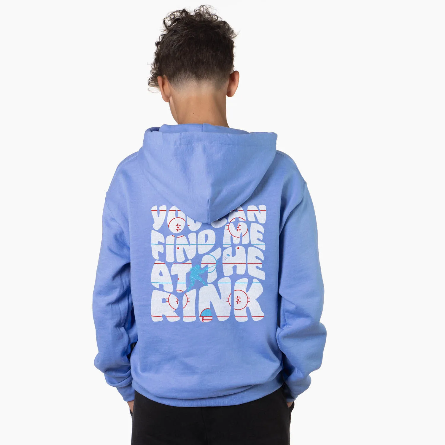 Hockey Hooded Sweatshirt - You Can Find Me At The Rink (Back Design) 