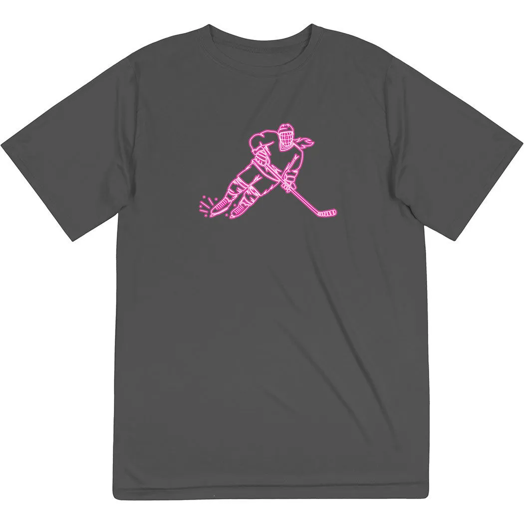 Hockey Short Sleeve Performance Tee - Neon Hockey Girl 