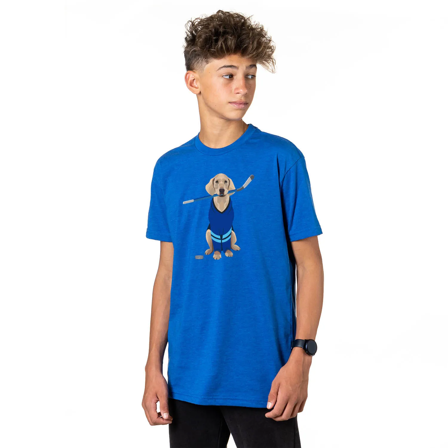 Hockey Short Sleeve T-Shirt - Puck The Hockey Dog 