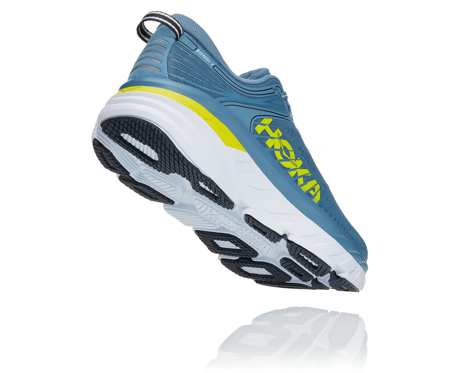 Hoka Mens Bondi 7 ** Medium Width**- Blue/Citrus