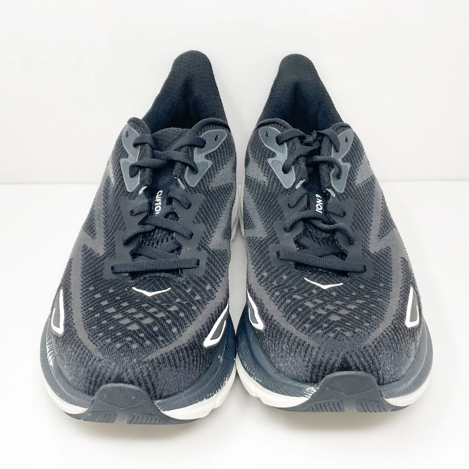 Hoka One One Mens Clifton 9 1127895 BWHT Black Running Shoes Sneakers Sz 11.5 D