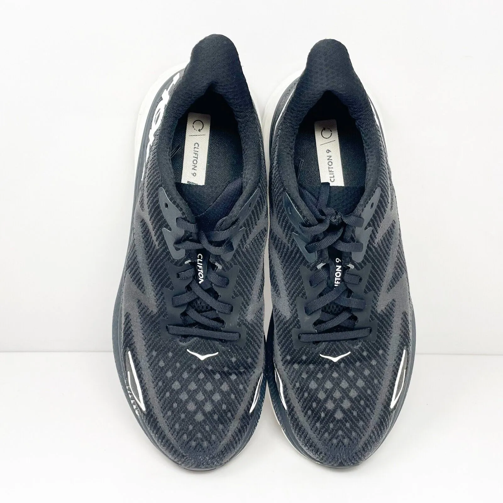 Hoka One One Mens Clifton 9 1127895 BWHT Black Running Shoes Sneakers Sz 11.5 D