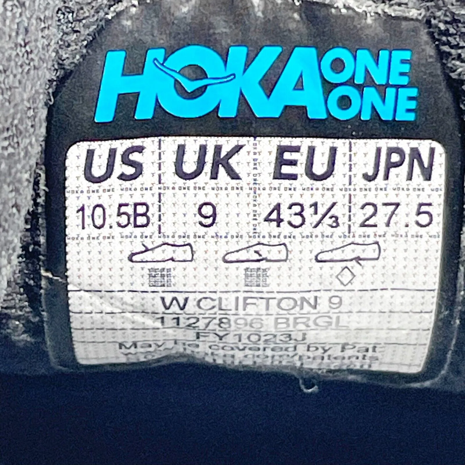 Hoka One One Womens Clifton 9 1127896 BRGL Black Running Shoes Sneakers 10.5 B