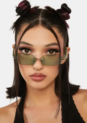 Holla Green Oval Sunglasses-