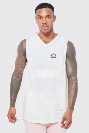 Homme Mesh Basketball Panel Vest | boohooMAN UK