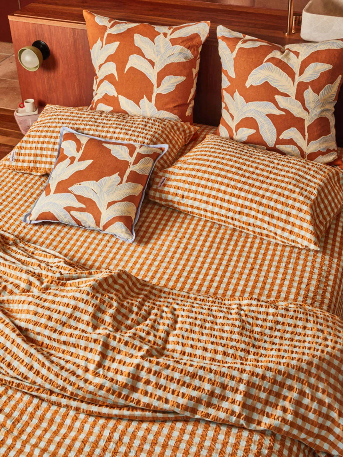 Honey Blue Seersucker Quilt Cover - Honey/Blue Seersucker