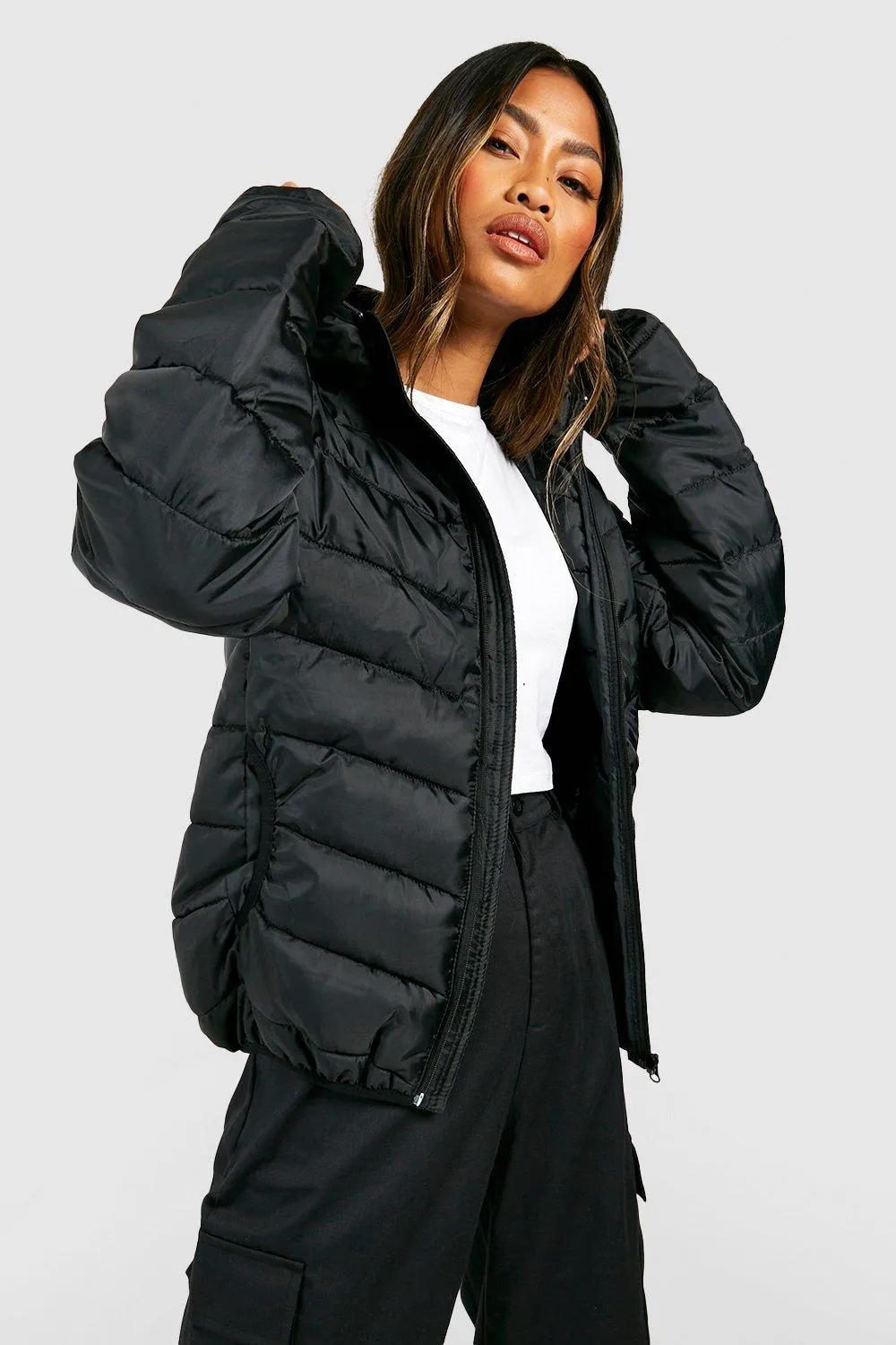 Hooded Paneled Puffer Jacket