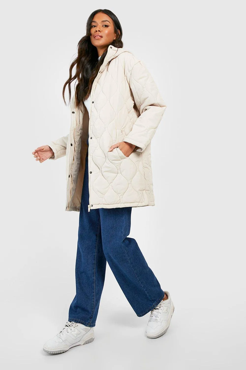 Hooded Quilt Detail Puffer