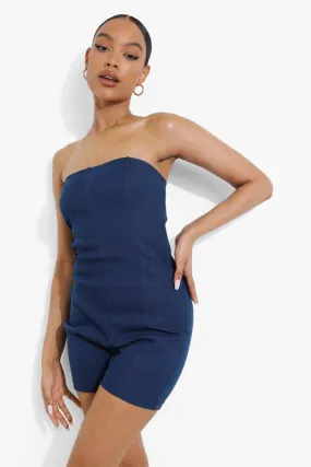 Hook & Eye Stretch Denim Romper