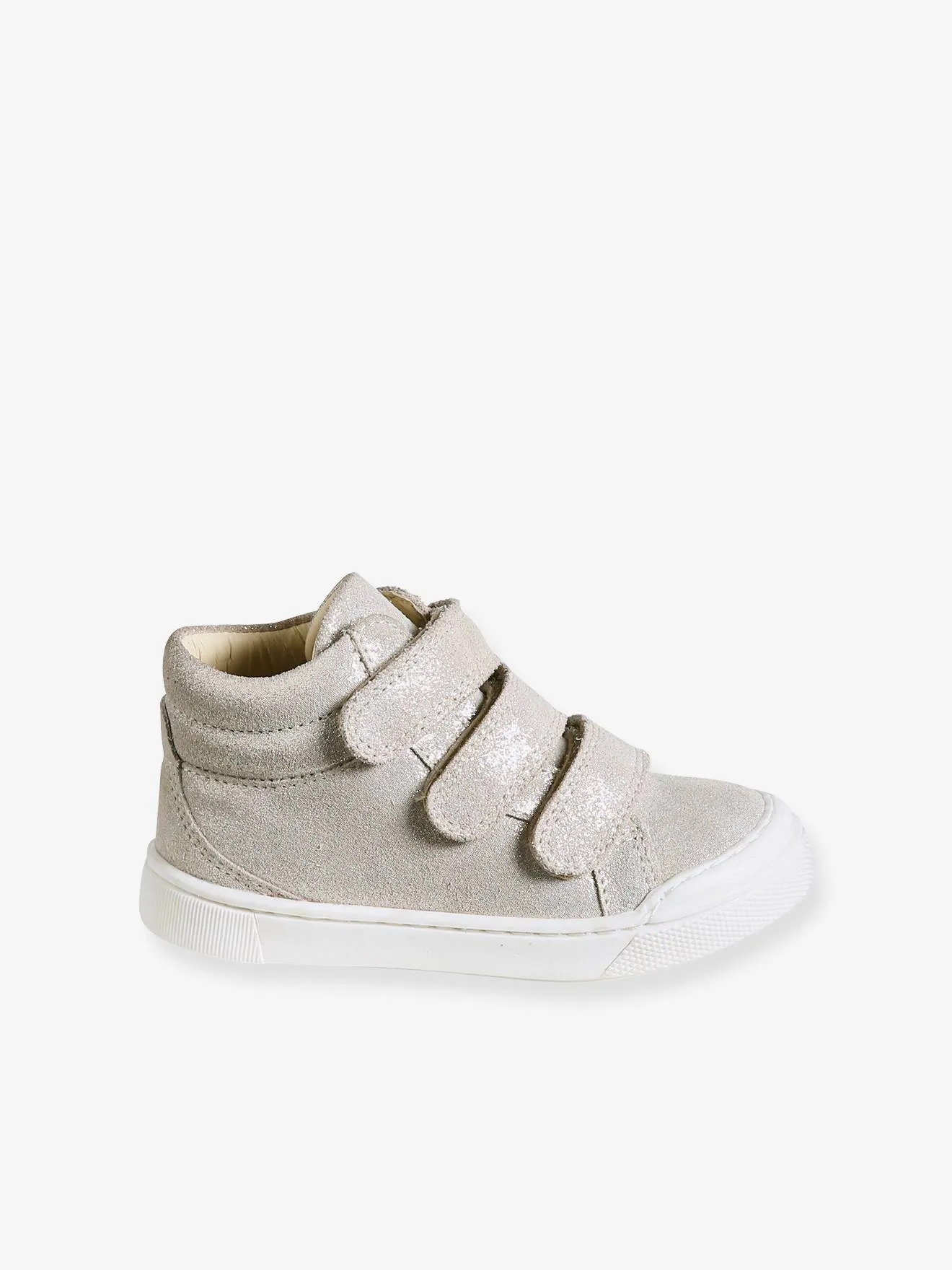 Hook-and-Loop Leather Trainers for Girls, Designed for Autonomy - golden beige